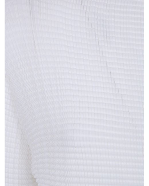 Issey Miyake White Pleated Knitted Top