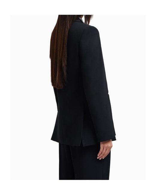 Emporio Armani Blue Tailored Single-Breasted Jacket With Notched Lapel