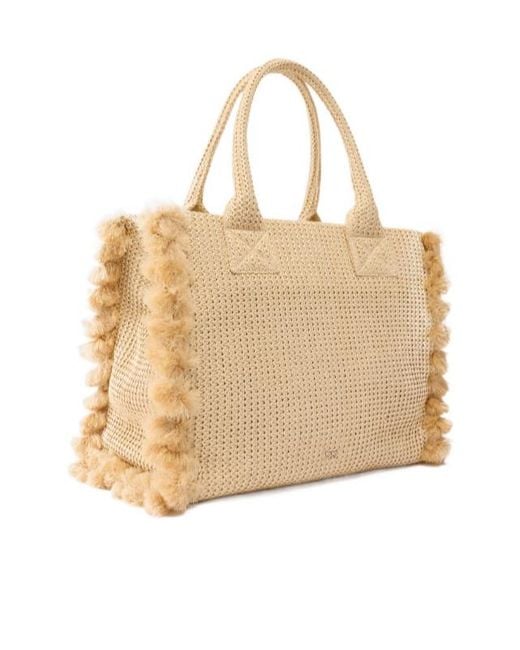 Pinko Natural Tassels Detailed Medium Beach Shopping Bag