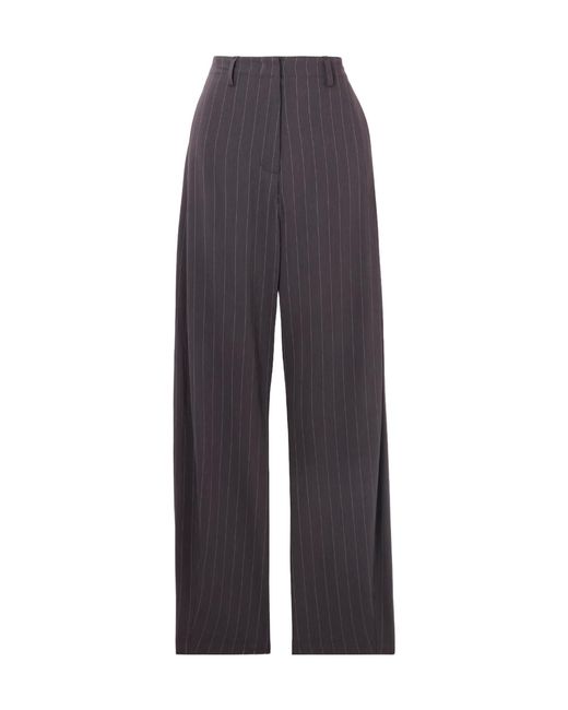 Magda Butrym Blue Striped Wool Blend Casual Pants