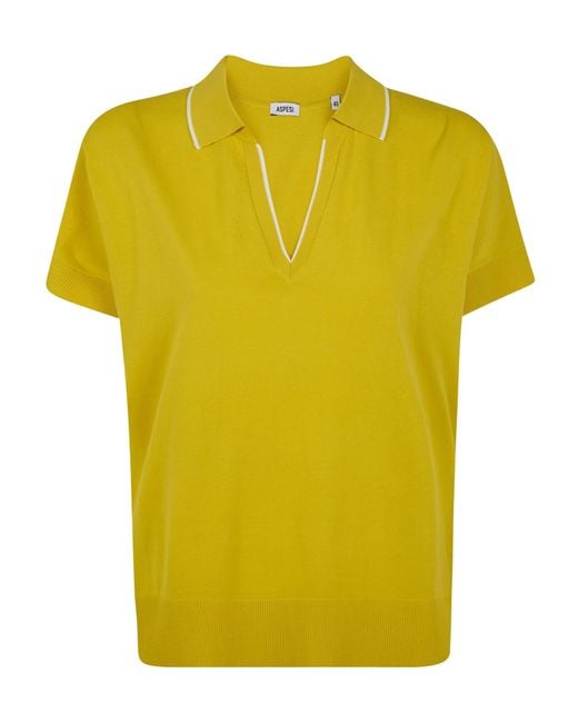 Aspesi Yellow Contrast-Trim Polo Top