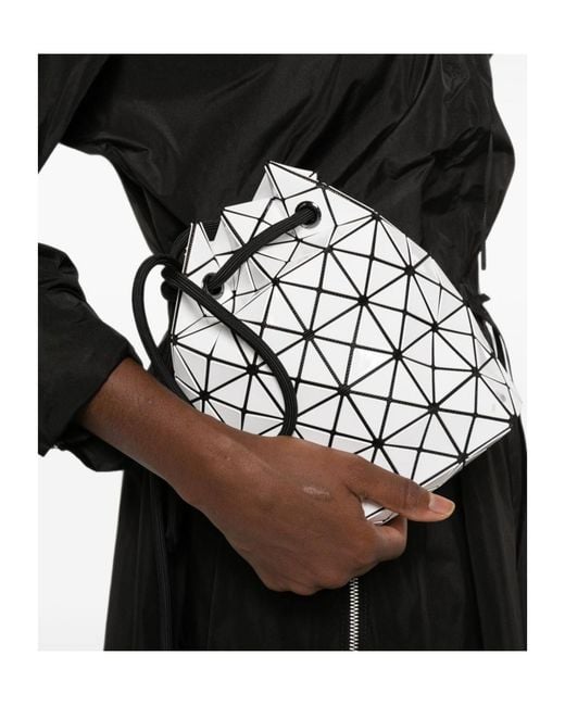 Issey Miyake Black Geometric-Pattern Bucket Bag