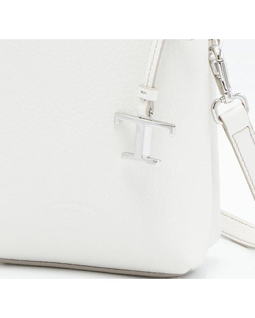 Tod's White T-Timeless Pendant Detailed Micro Tote Bag