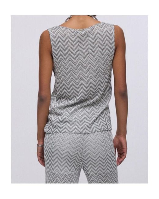 Liu Jo Gray Chevron Knit Top