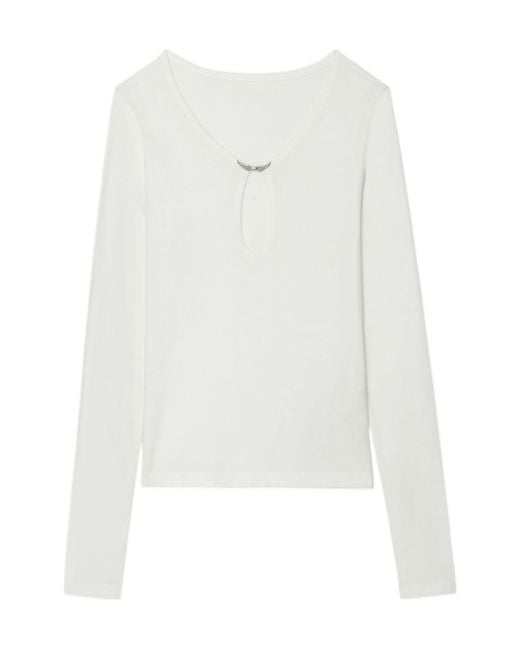 Zadig & Voltaire White Henley T-Shirt Tina