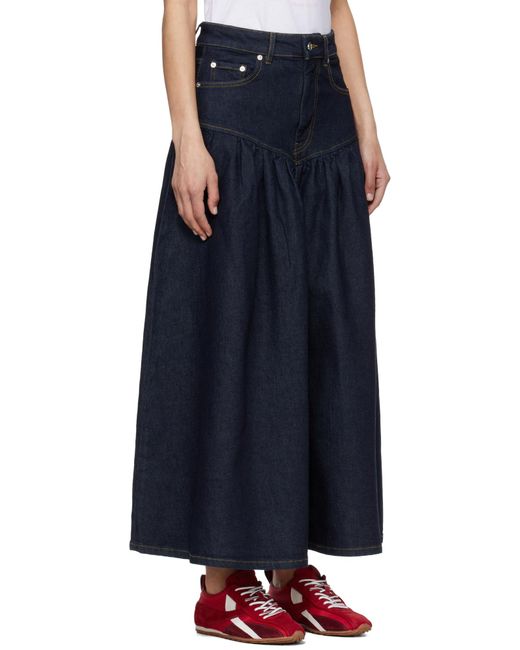 Ganni Blue High-Waist Denim Maxi Skirt