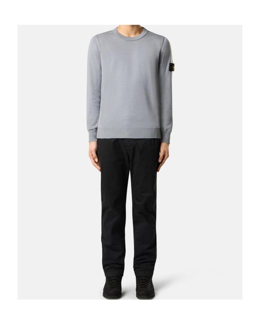 Stone Island Black Compass-Motif Straight Leg Trousers for men