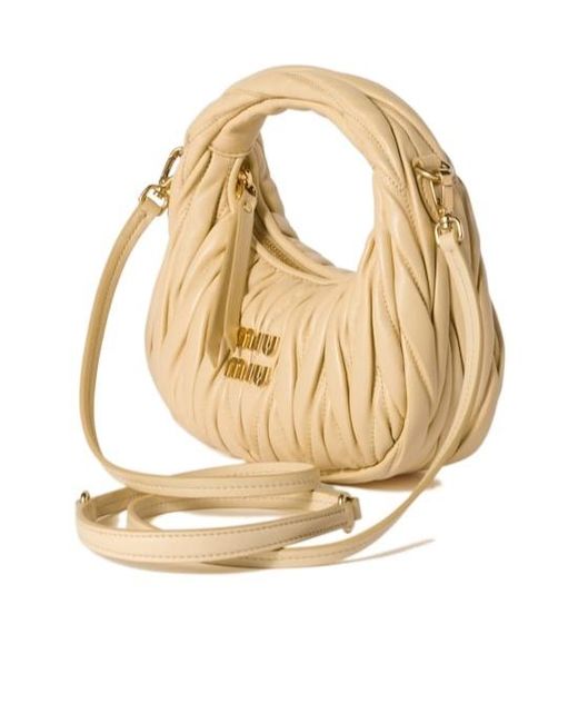 Miu Miu Metallic Wander Matelassé Nappa Leather Hobo Mini-Bag
