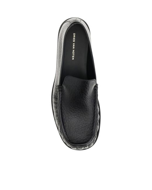 Dries Van Noten Black Round-Toe Loafers for men