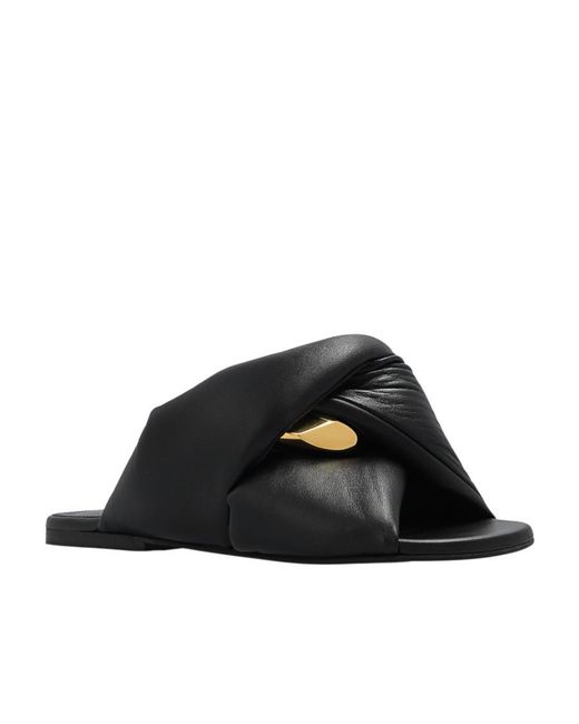 J.W. Anderson Black Chain Twist Leather Slides