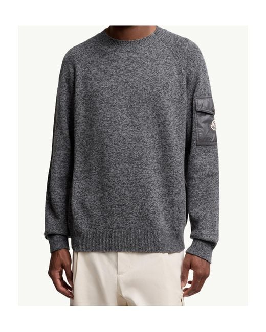 Moncler Gray Mouliné Wool Cashmere Sweater for men