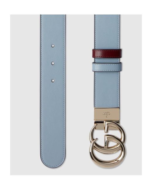 Gucci Blue Double G Reversible Leather Belt