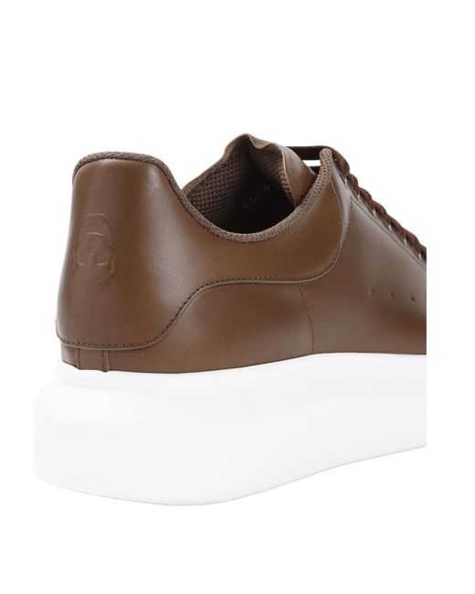 McQueen Brown Round Toe Lace-Up Sneakers for men