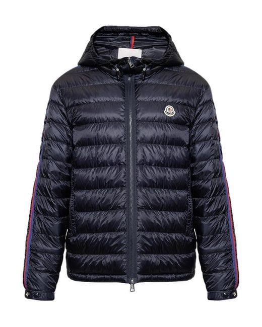 Moncler Blue Agout Logo-Patch Puffer Jacket for men