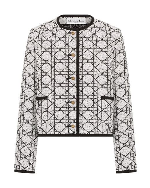 Dior White Christian Macrocannage Cropped Jacket