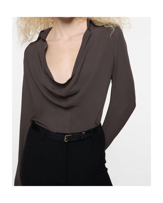 Acne Gray Cowl Neck Draped Blouse