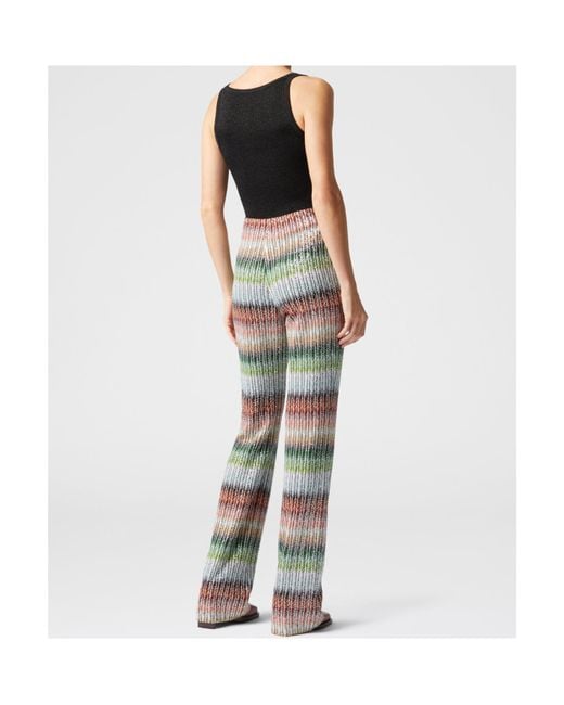 Missoni Green Gradient Zig-Zag Knitted Flared Trousers
