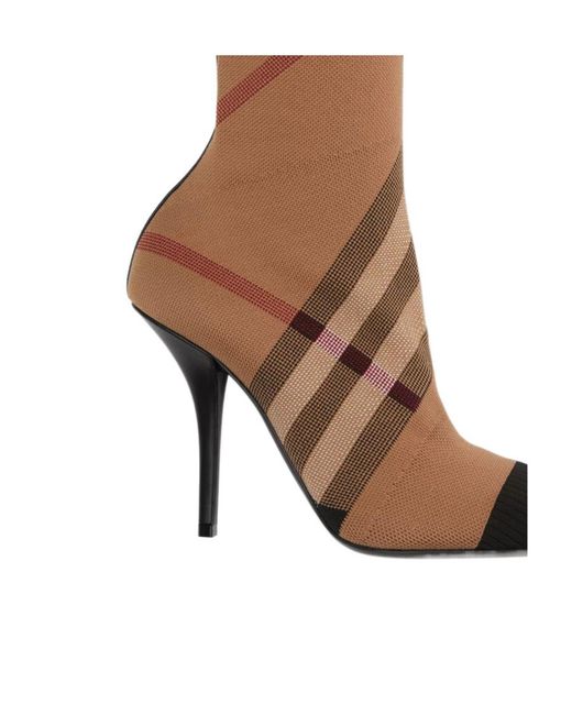 Burberry Brown Knitted Check Sock Boots