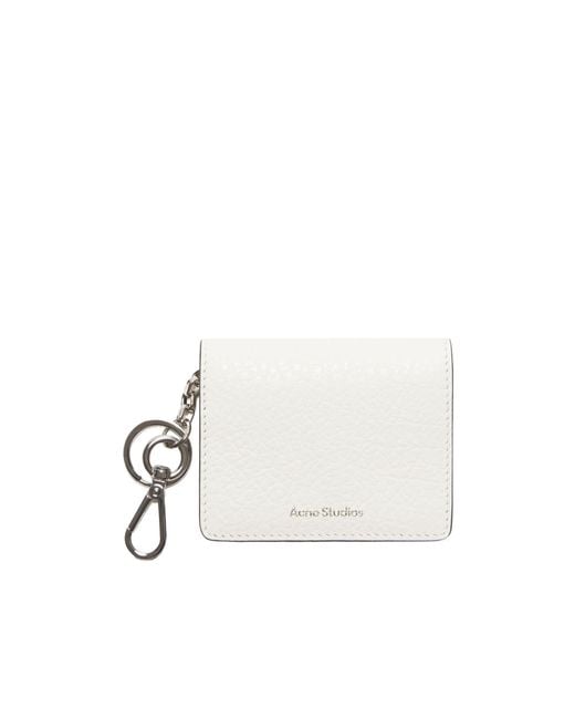 Acne White Logo Detailed Bi-Fold Card Case for men