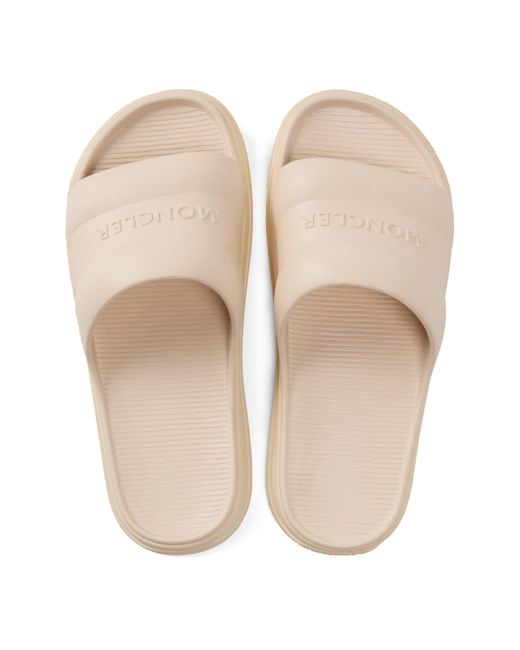 Moncler White Solid Color Pool Sliders