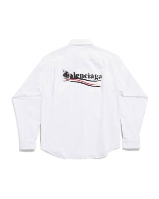 Balenciaga White Political Stencil Large Fit Shirt for men