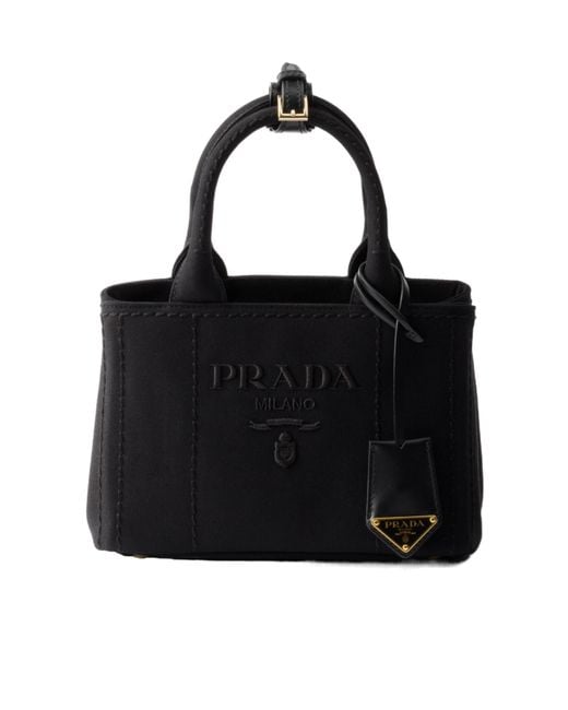 Prada Black Jardinière Cotton Canvas Mini Handbag