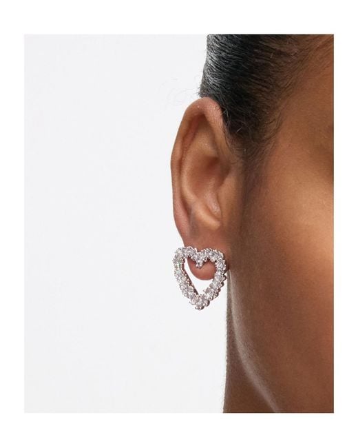 Self-Portrait White Mini Heart Embellished Earrings