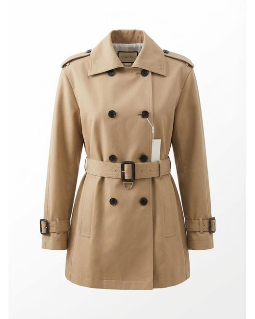 Gucci Brown Belted Waist Double Breasted Trench Coat