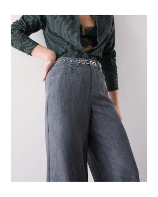 Liu Jo Gray Flare Pants With Belt