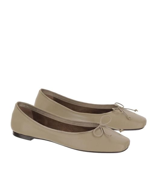 Khaite Brown Bow-Detail Ballet Flats