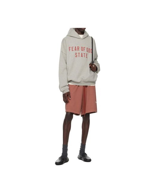 Fear Of God Gray Fleece Hooded Sweatshirt for men
