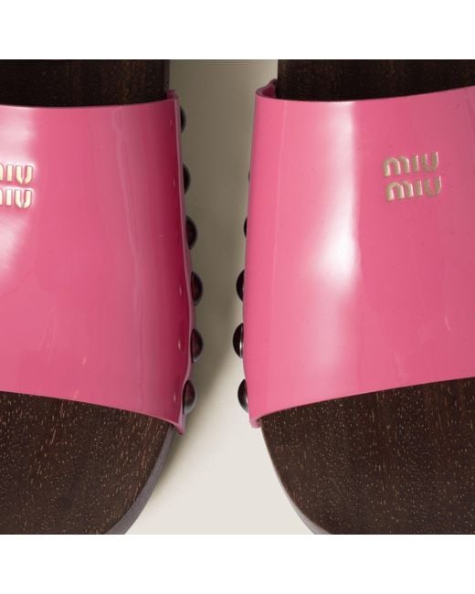 Miu Miu Pink Logo-Printed Slides