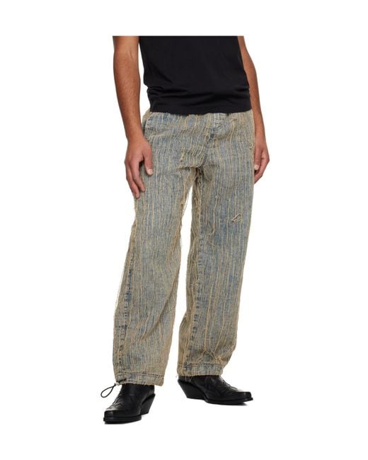 DIESEL Gray D-Martial Frayed-Detail Jeans for men