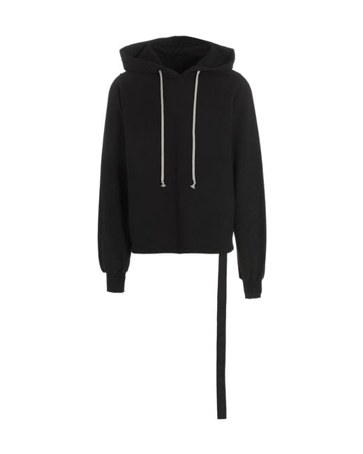 Rick Owens Black Asymmetrical Stitching Hoodie for men