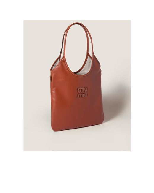 Miu Miu Red Ivy Logo-Lettering Tote Bag