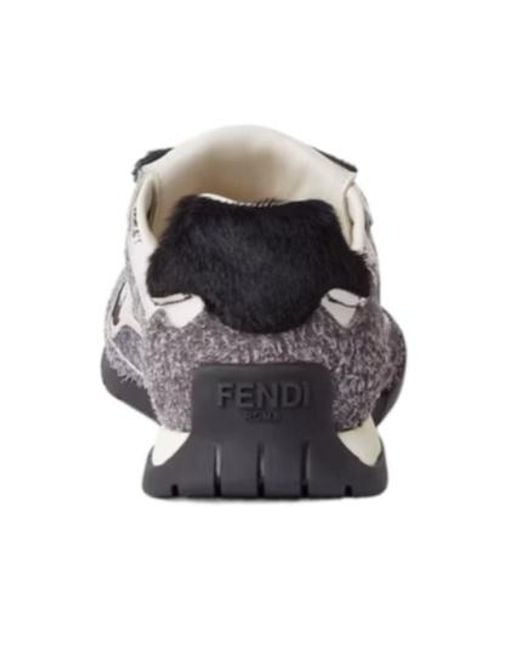 Fendi Brown Printed Low Top Sneakers