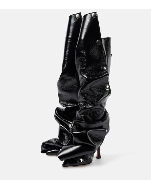 Y. Project Black Snap 100 Leather Knee-High Boots