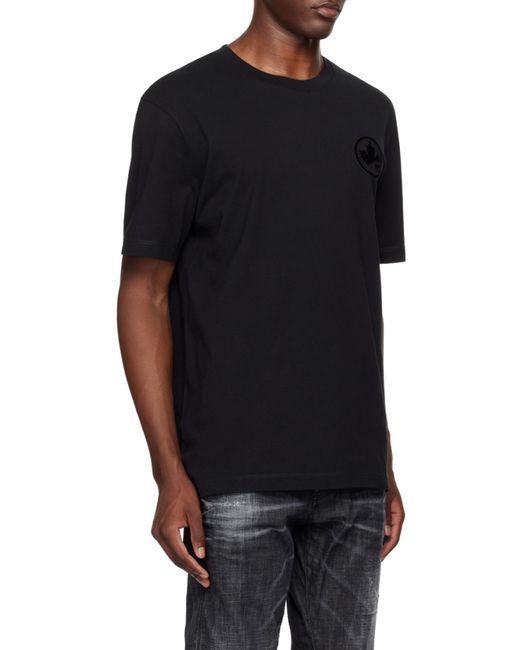 DSquared² Black Logo Patch Crewneck T-Shirt for men