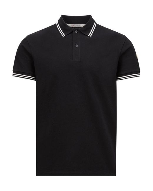 Moncler Black Logo Patch Short-Sleeved Polo Shirt for men