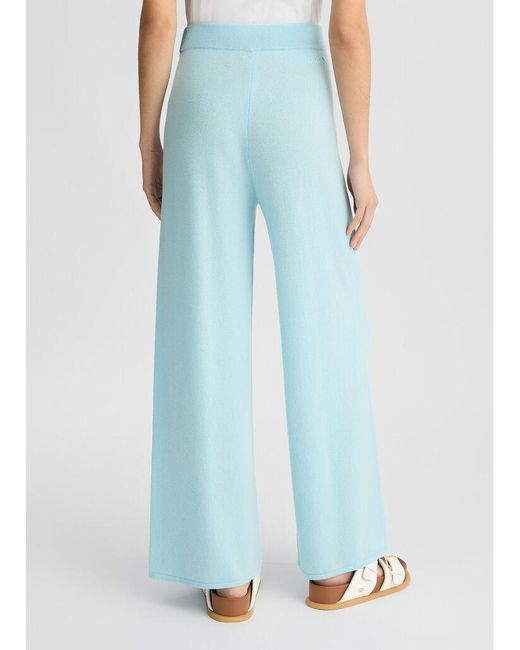 Liu Jo Blue Logo-Embroidered Flared Trousers