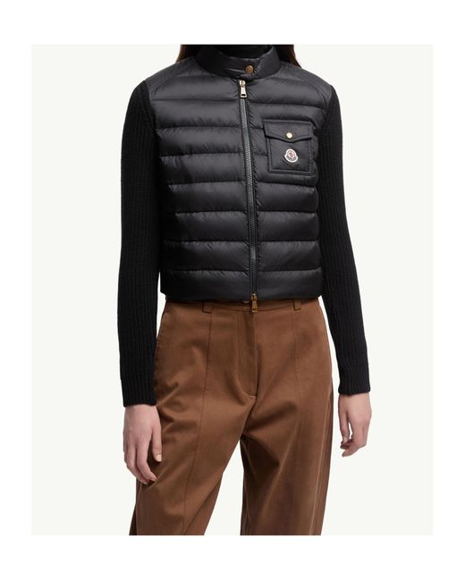 Moncler Black Padded Wool Zip-Up Cardigan