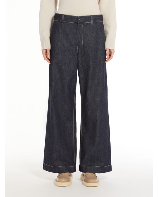 Max Mara Blue 'S High Waist Wide Leg Jeans