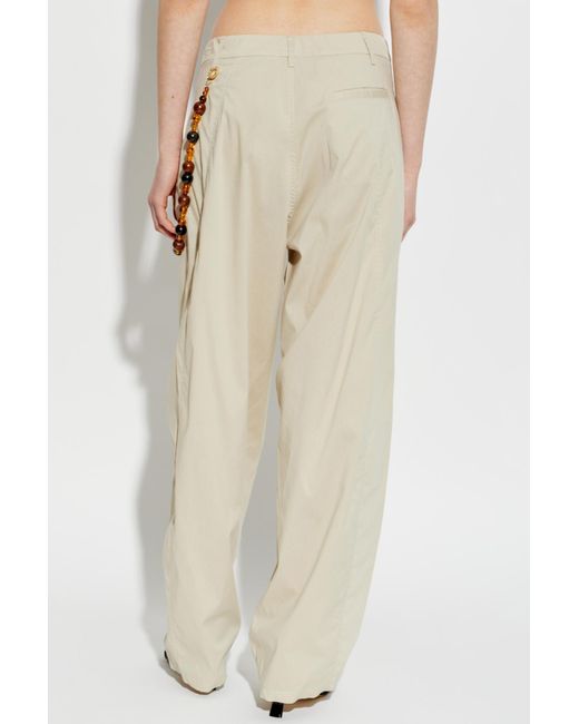 DARKPARK Natural Phebe Beaded Wide-Leg Pants