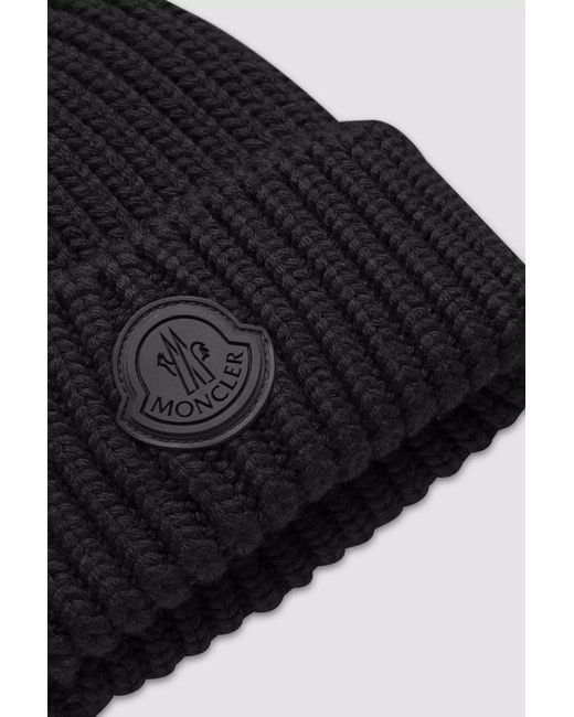 Moncler Black Cotton Beanie for men