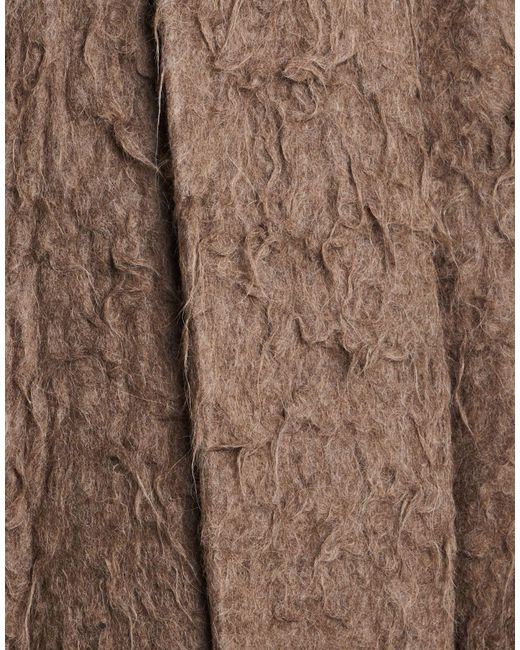 Rick Owens Brown Solid Color Hooded Cashmere Coat