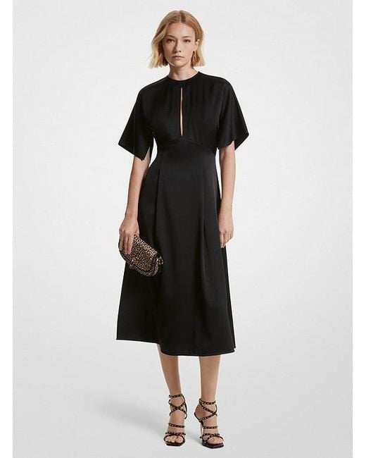 Michael Kors Black Michael Short-Sleeved Zipped Midi Dress