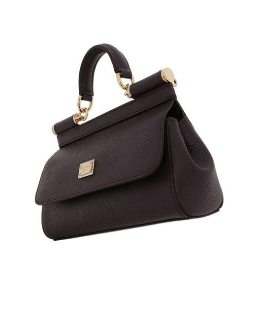 Dolce & Gabbana Black Logo Plaque Small Sicily Handbag