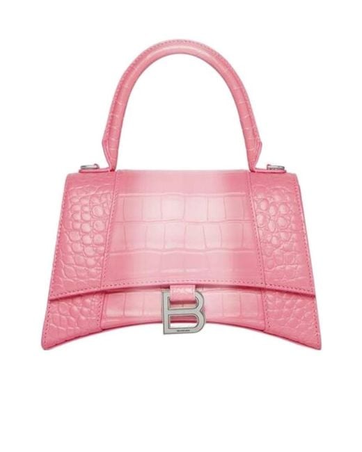 Balenciaga Pink Hourglass S Embossed Shoulder Bag