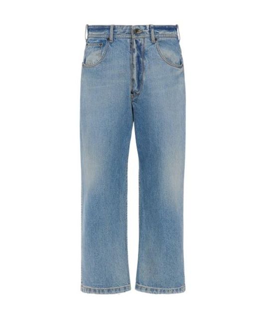 Maison Margiela Blue Straight-Leg Cropped Jeans for men