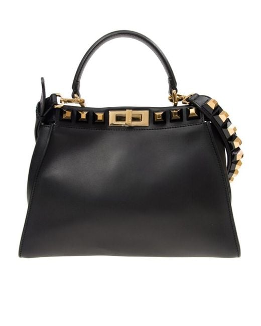 Fendi Black Logo Twist Lock Shoulder Bag
